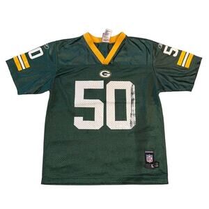 Reebok Jersey NFL Green Bay Packers AJ Hawk No 50 Unisex Youth Large Green